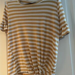 Striped Yellow and White Short Sleeve Top